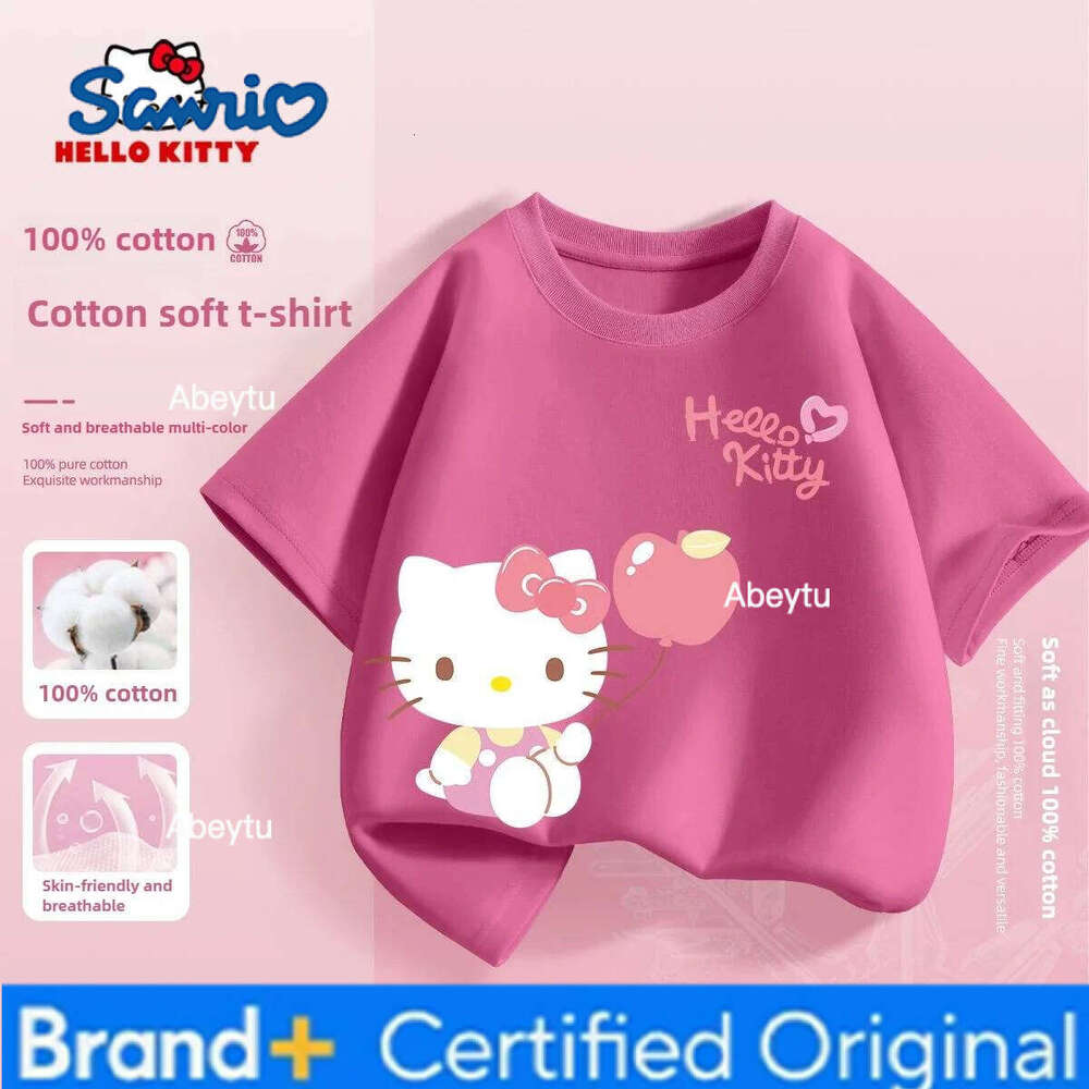 Sanrio Summer Baby Girls 100% Cotton Clothes Kid Children Cute Hello Kitty Printed T-shirts Cartoon Short Sleeve Top Outfits H260120