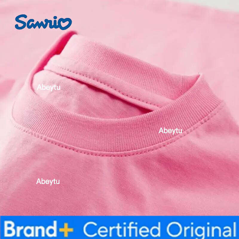 Sanrio Kuromi Kawaii Girls T Shirt Anime Cartoon New Short Sleeved Summer Fashionable Loose Simple Round Neck Breathable Cotton H260120