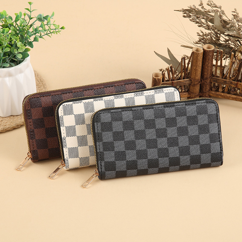 Vintage Monogram PU Wallet for Women Eco-Friendly Long Multi-Purpose Clutch with Phone Storage