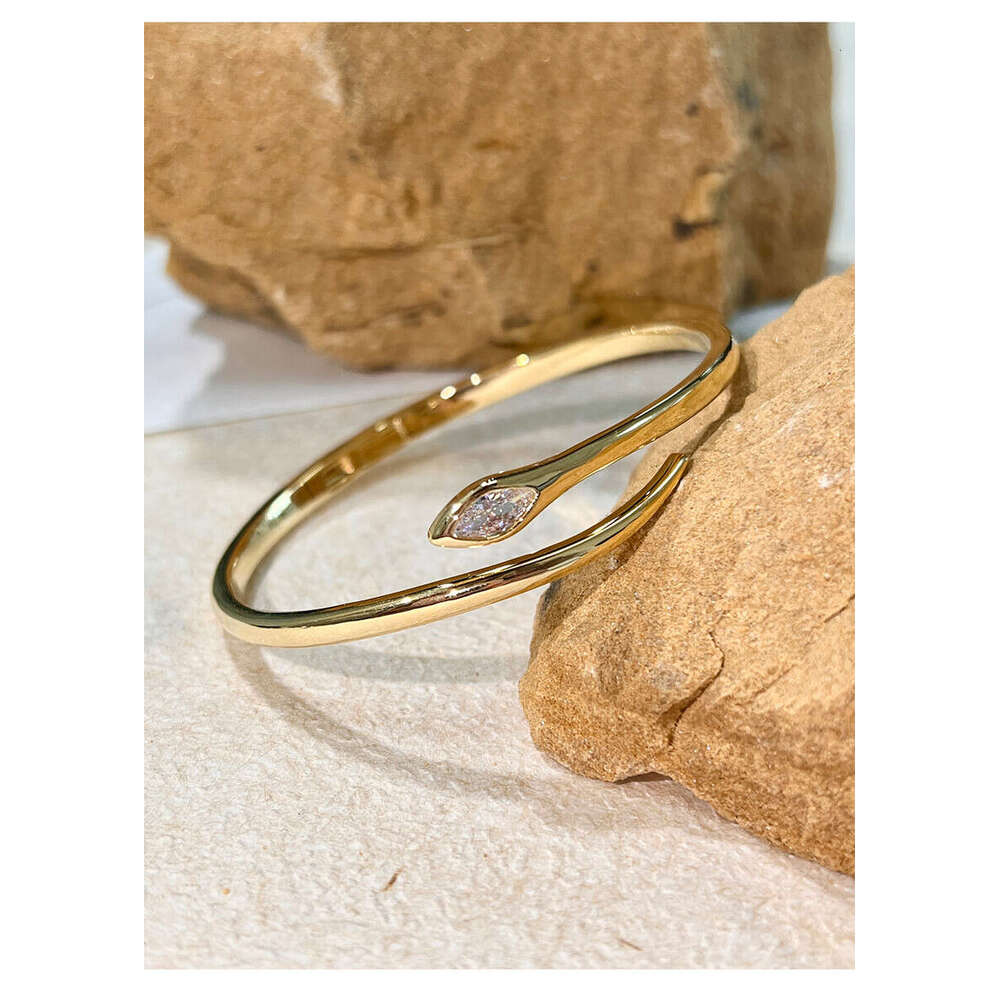 Bracelet Silver Toned Snake Shaped Cuff Bracelet Marquise Cut CZ Accent at Head Edgy Allure for Fashion Forward or Bold Looks Striking Jewelry Accesso