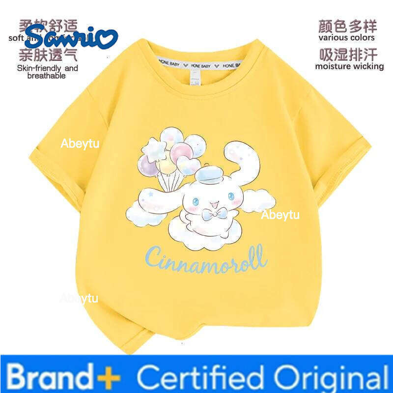 Sanrio Summer Baby Girls 100% Cotton Clothes Kid Children Boy Cute Cinnamoroll Printed T-shirts Cartoon Short Sleeve Top Outfits H260120