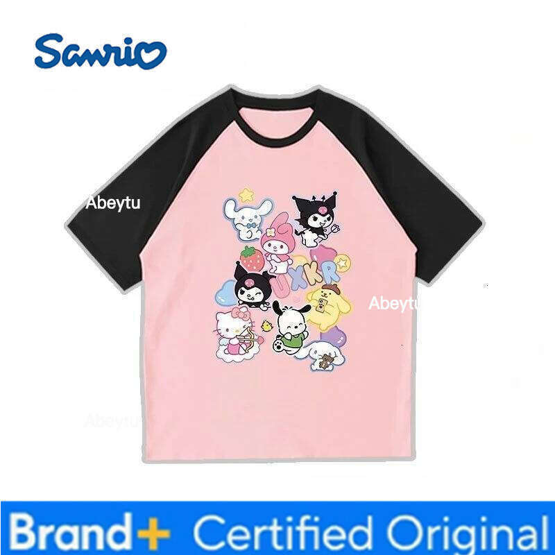 Sanrio Hello kitty Kuromi My melody high-value cartoon cute kids short sleeve summer cotton comfortable and breathable T-shirt H260120