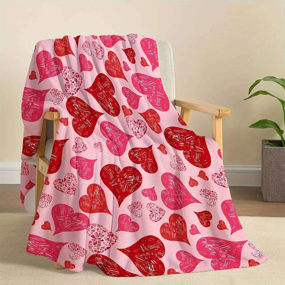 VIKAMA Valentine's Day Love Carpet Soft and Skin friendly Warm Napping Sofa Blanket Air Conditioning Room Shawl W260120