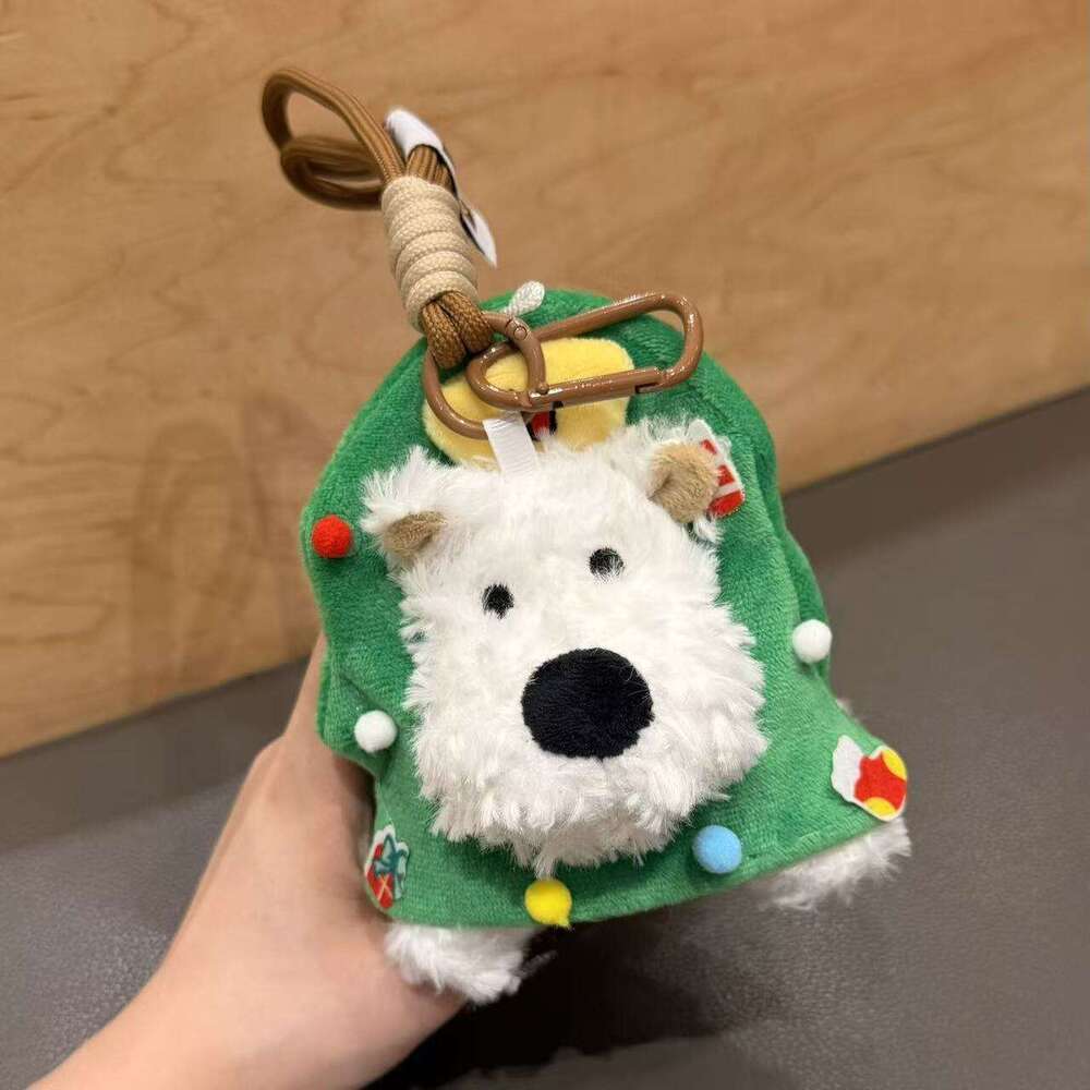 West Highland White Terrier Plush Keychain | Milk Blue Hugging Rabbit Scrawled Puppy Pendant, Cute Cartoon Bag Charm, Perfect Gift for Daily Decoratio