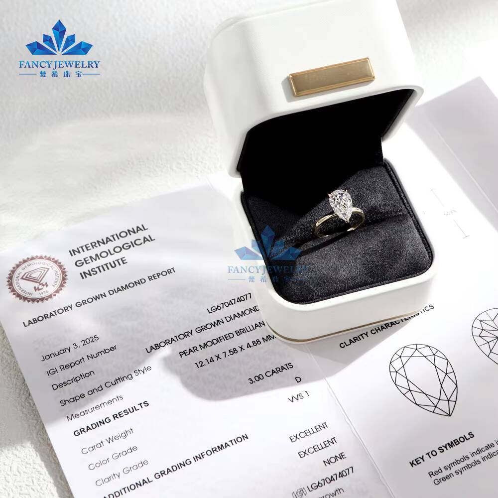 IGI GIA Certified HPHT CVD D VVS1 Lab Grown Pear Cut Diamond 1CT 2CT 3CT 18K Solid Gold Jewelry Engagement Ring Women