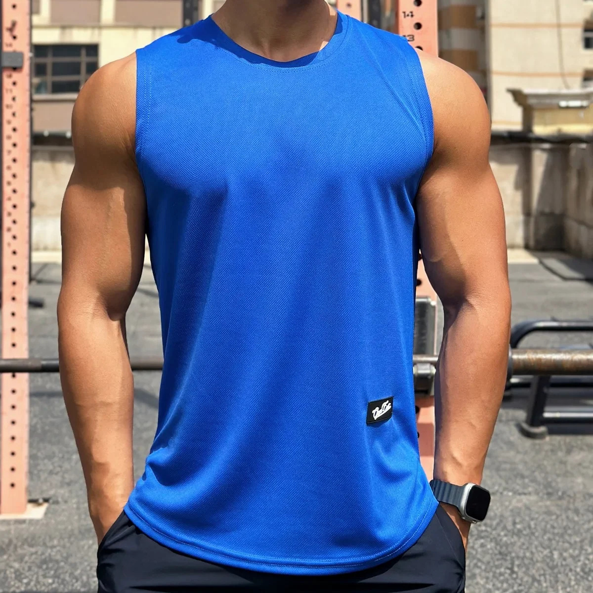 Summer Trend Men tank top Pullover Round Neck Mesh Bottom Shirt Sports Fitness Top Sleeveless Vest Quick Dry undershirt 260119
