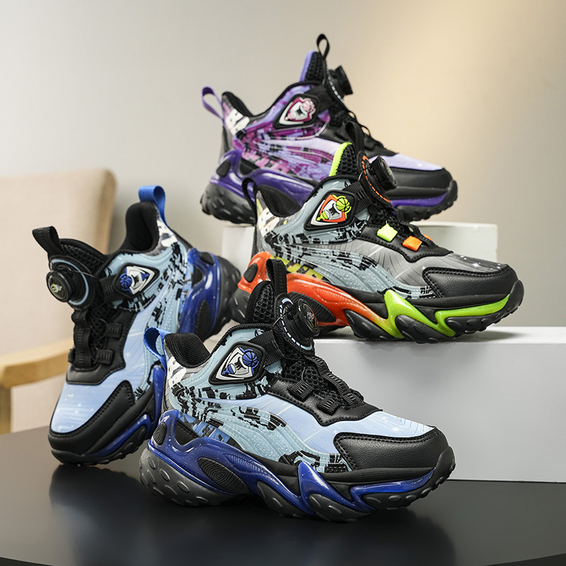 Boys Basketball Shoes Kids Sneakers Soft Sole Tennis Kid Sport Shoes Outdoor Non-Slip Trainer Kid Basketball Shoes