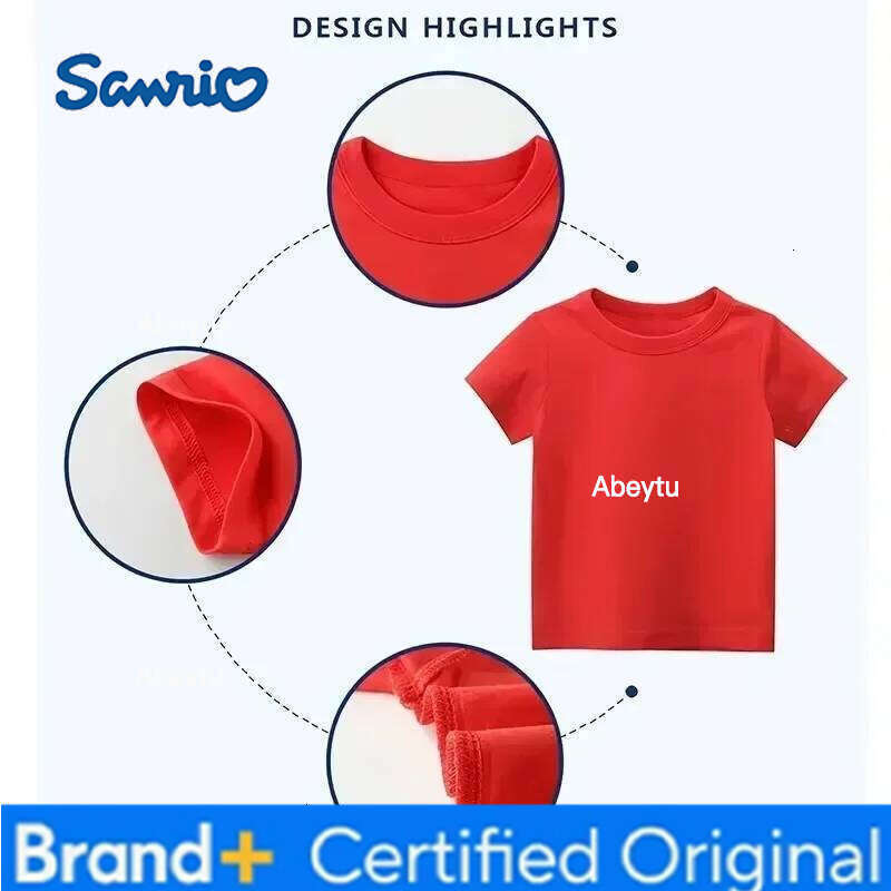 Sanrio Kuromi Children T-shirts Cute Cartoon s Anime Letter A-Z Print Girls Clothes Fashion Kids Toddler Cotton Short Sleeve Tops H260120