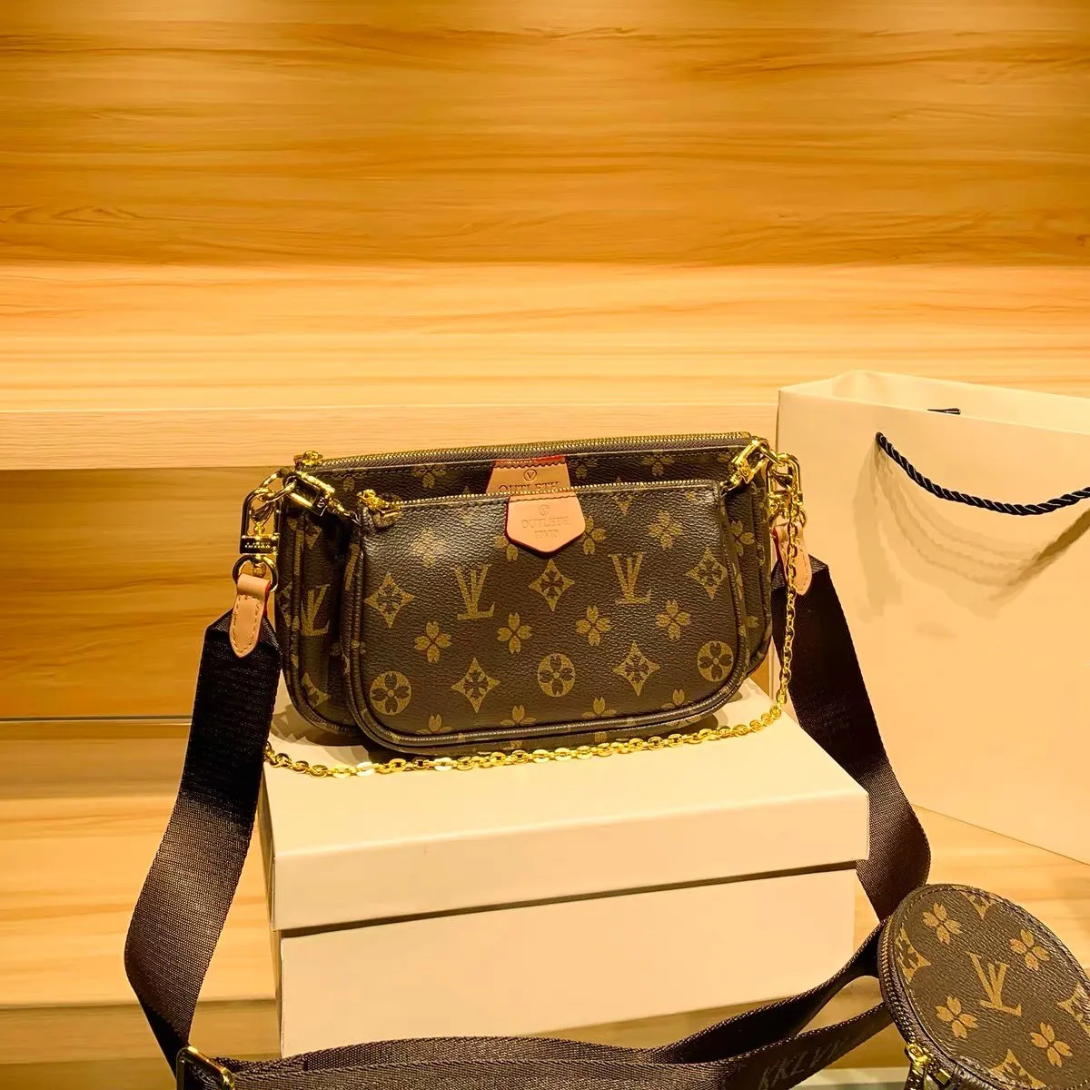 2026 NEW latest classic ladies handbag purse 3A in 1 printed flower mahjong bag with frame double-sided wide chain shoulder strap crossbody bag