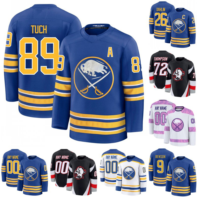 Buffalo Alex Tuch Sabre Hockey Jersey Tage Thompson Jack Quinn Owen Power Ukko-Pekka Luukkonen Mattias Samuelsson Zach Benson Josh Doan Bowen Byram Custom
