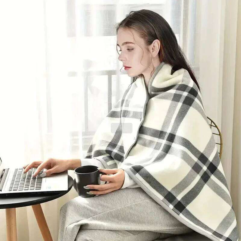1PC Wearable Shawl Flannel Lazy Casual Office Retro Grid Stripes Warm Blanket For Winter 80135cm W260120