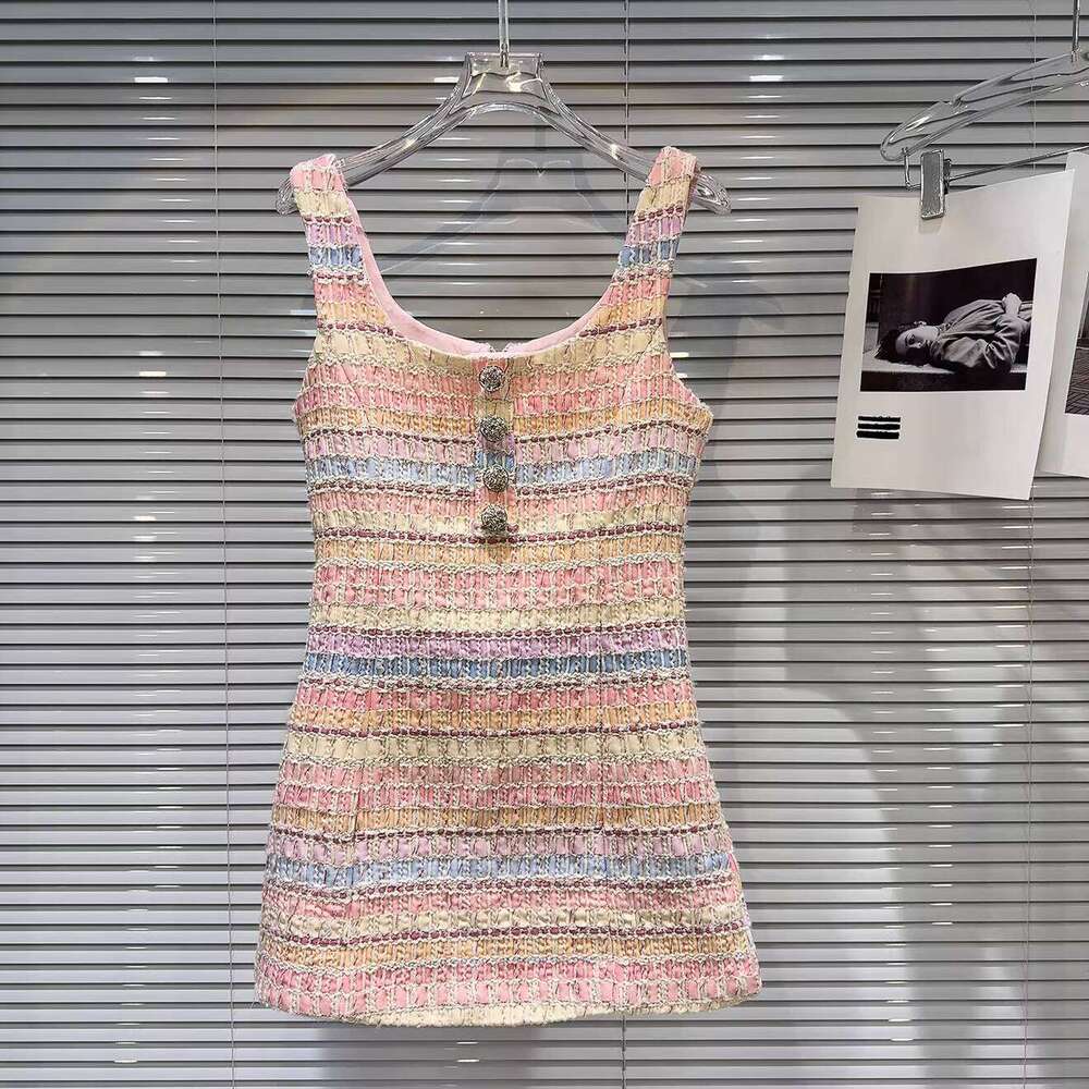 Women's Elegant Tweed Mini Dress shorts Sleeve Lace Trim Button-Up Cocktail Dress Mini Party Dress