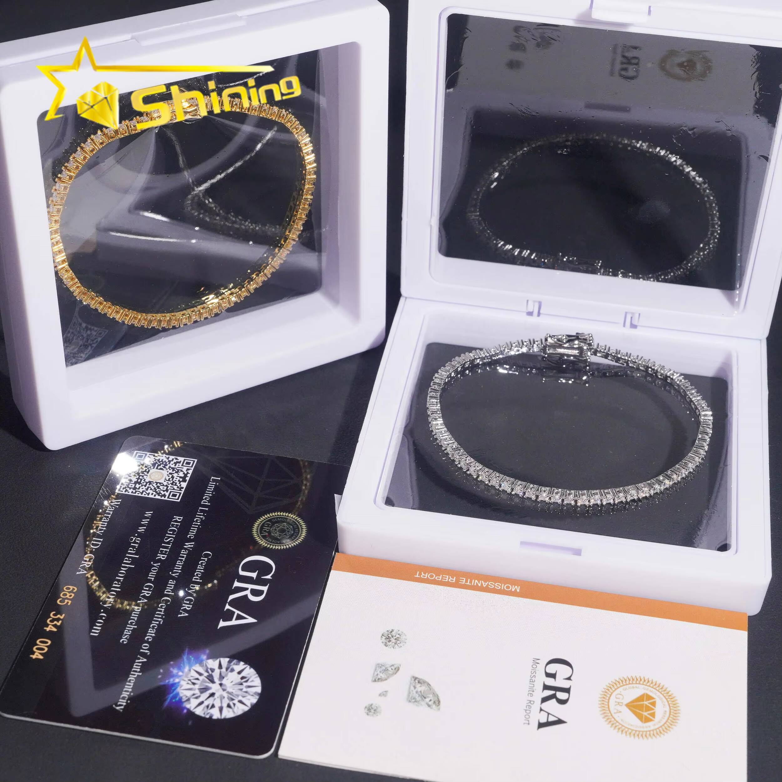 Local Stock Fast Shipping High Quality 925 Silver 2mm VVS Moissanite Diamond Tennis Chain Bracelet