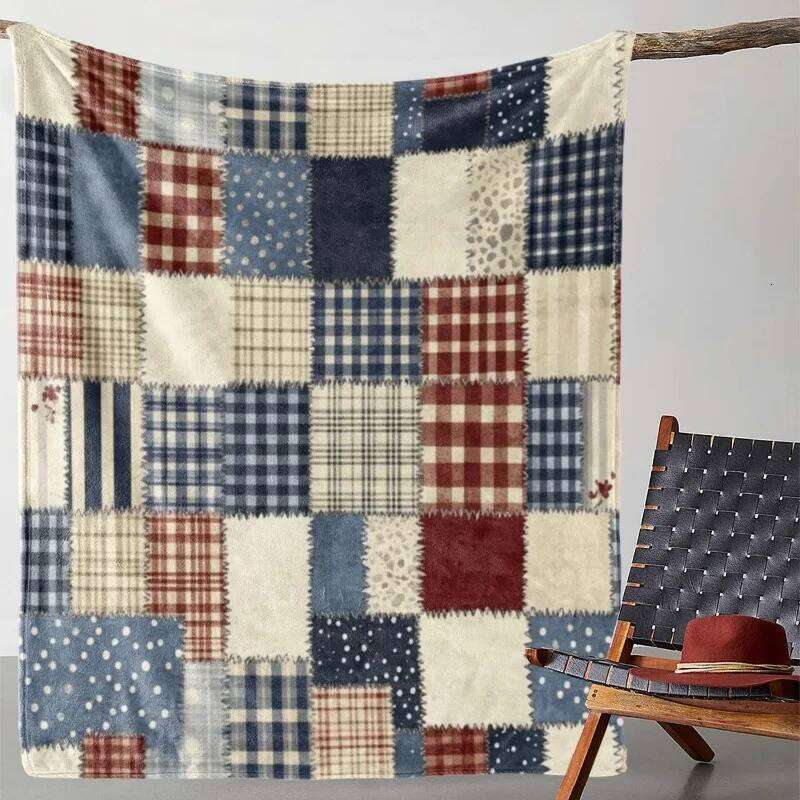 Soft Warm Cozy Patchwork Flannel Throw Blanket Polka Dot Plaid Travel Friendly All Season Sofa Bed Office Camping Gift Blankets W260120