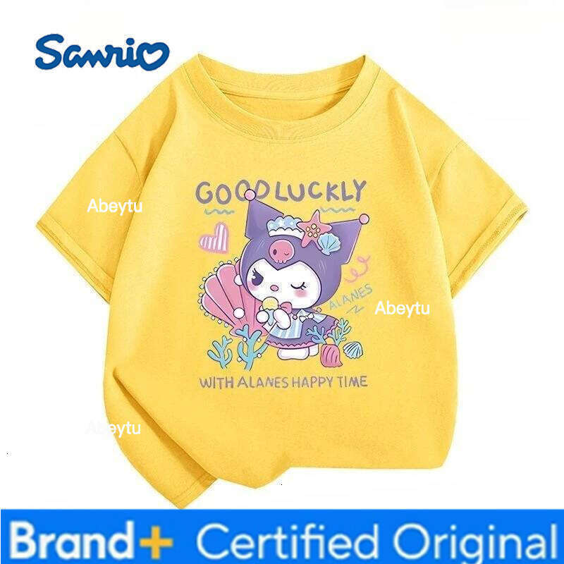 Sanrio Skin-friendly Breathable Kuromi Print Kids T-shirt Limited Time Low Price Summer New Arrival Crew Neck Versatile Tops H260120