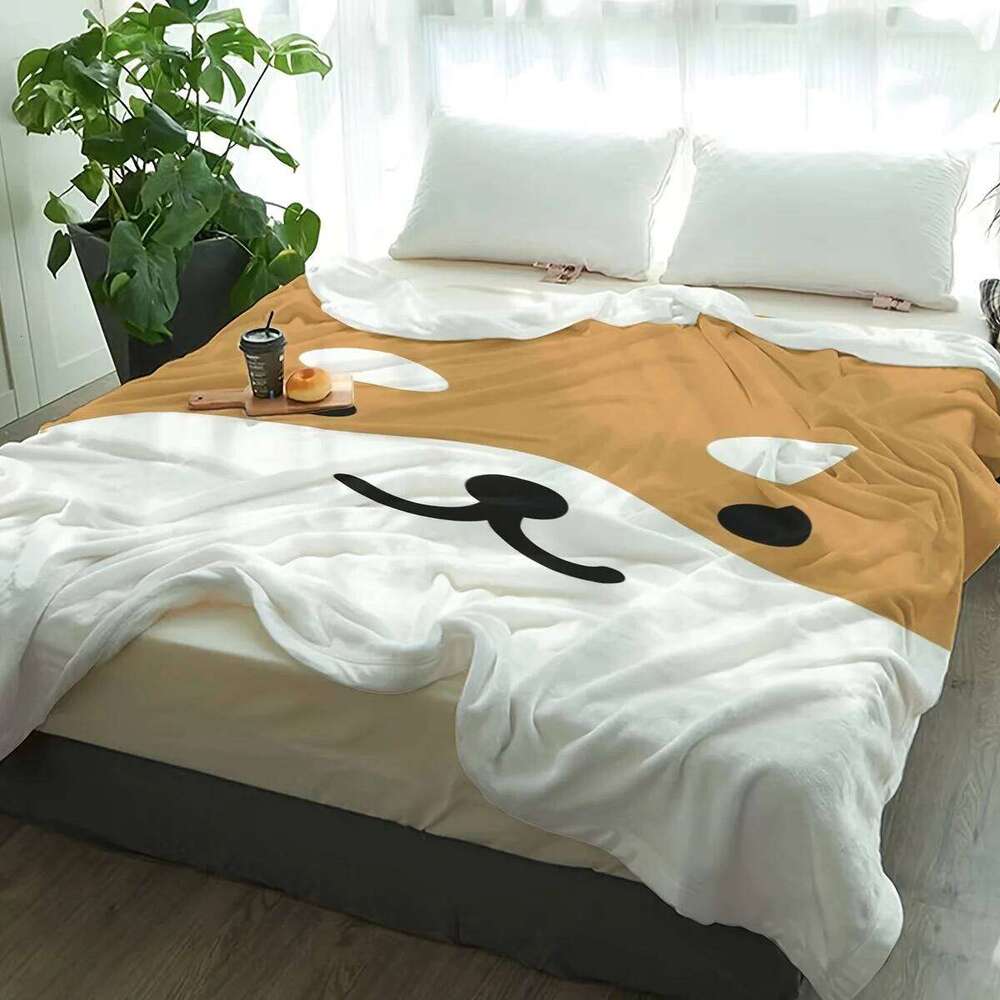 Shiba Inu Flannel Blanket - Ultra-Soft Quilted Print | Cozy All-Season, Sofa/Bedroom Decor, Animal Theme Gift W260120