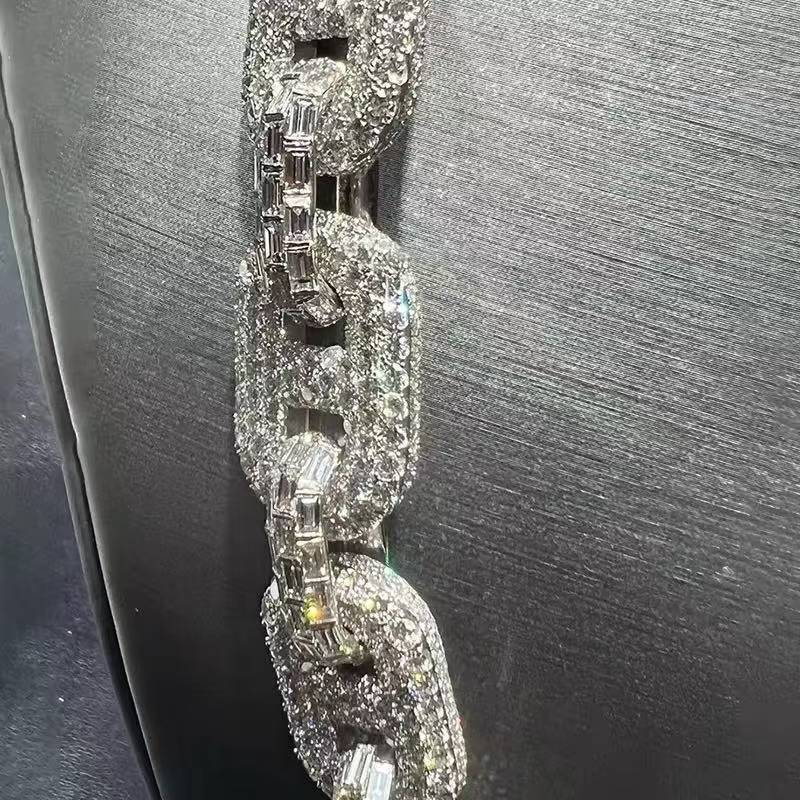 OACOCA Best Quality Customized 18mm Cuban Link Moissanite Diamond Chain 925 Sterling Silver White Gold Necklace