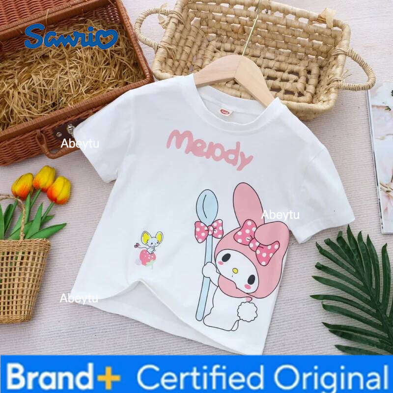 Sanrio Girls Summer Style Short Sleeve Cartoon T-Shirt Base Layer Top for Kids H260120