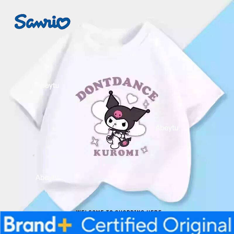 Sanrio Kuromi Melody Pure Cotton Short-sleeved T-shirt for Boys and Girls Summer Clothes Korean Style Loose Versatile Cartoon Tops H260120