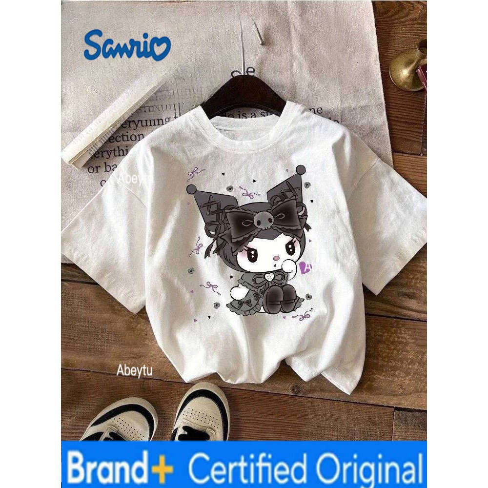 Sanrio MINISO Kuromi T-Shirt for Women Cute Heart Print Crew Neck Casual Top Everyday Wear Relaxed Style Short Sleeve Character Costume H260120