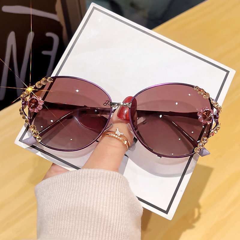 Luxury Brand Designer Sunglasses New Polarized Sunglasses UV Protection High-End Metal Fashionable Rhinestone Luxury Slim Trendy Style