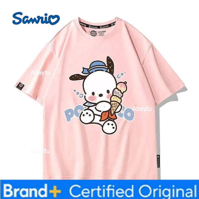 Sanrio Summer Baby Girls 100% Cotton Clothes Kid Children Boy Cute Pochacco Printed T-shirts Cartoon Short Sleeve Top Outfits H260120