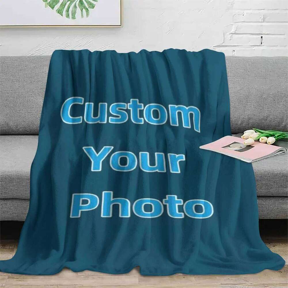 Custom Personalized Thick Winter Flannel Blanket with Your Photo Soft Warm Cozy Plush Fleece for Sofa Bed Office Nap Car Travel W260120