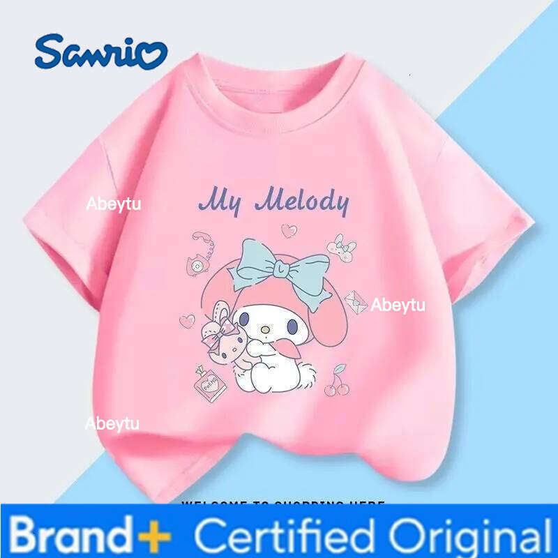 Sanrio HelloKitty My Melody Girl Short sleeve Boy t-shirt Pure cotton Cartoon Sweet and cute Jacket Children's clothing Kids H260120