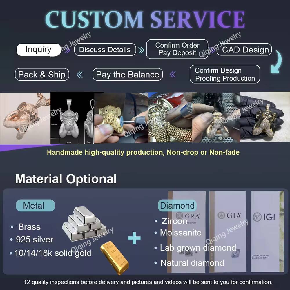Custom Photo 3D Letter Pendant 925 Silver Personalized Picture Moissanite Enamel OEM Jewelry Factory HipHop Style Memory Gift