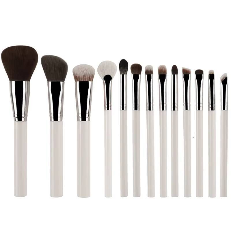 Custom 13pcs Makeup Brush Set Soft Synthetic Hair Black Blue White Plastic Handle Kabuki High Quality Vegan Makeup Brushes