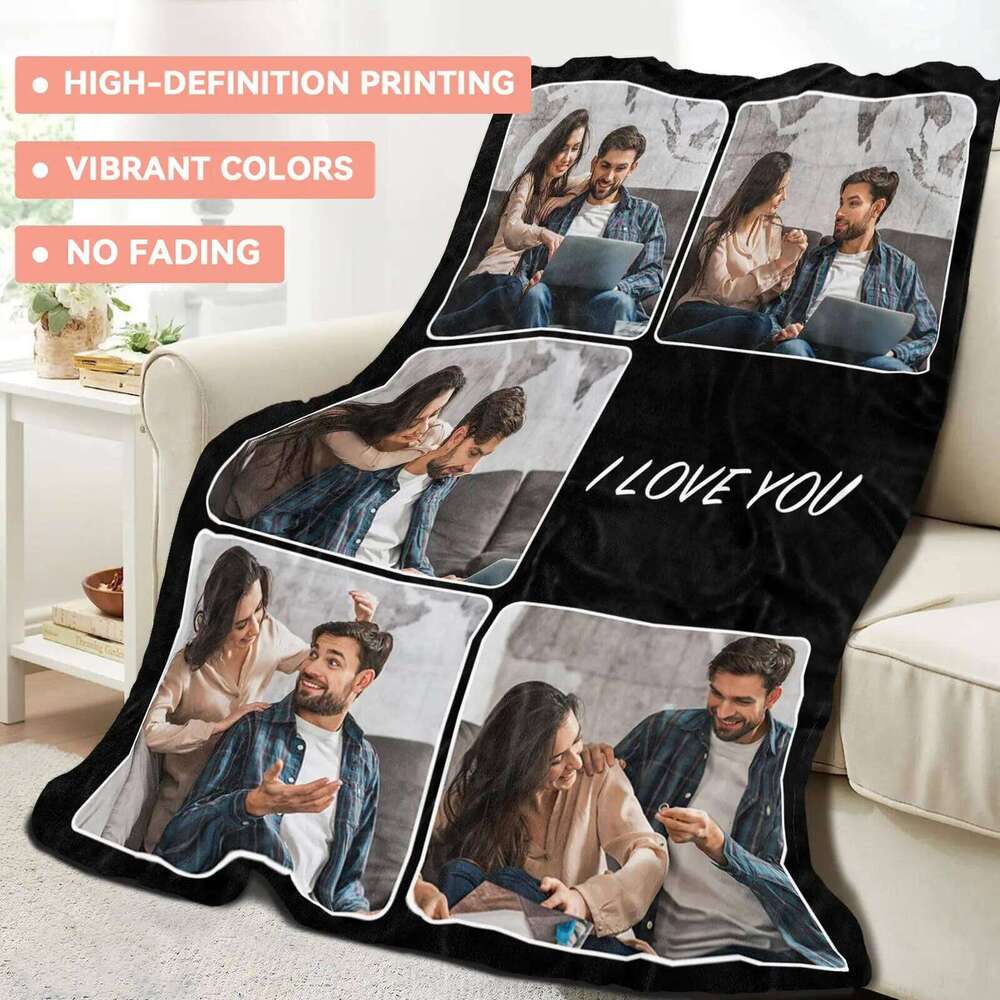 1pc Customized Your Design Logo Family Photo Print Warm Smooth Blanket Custom Lover Dad Mom for Winter New Year Gift W260120