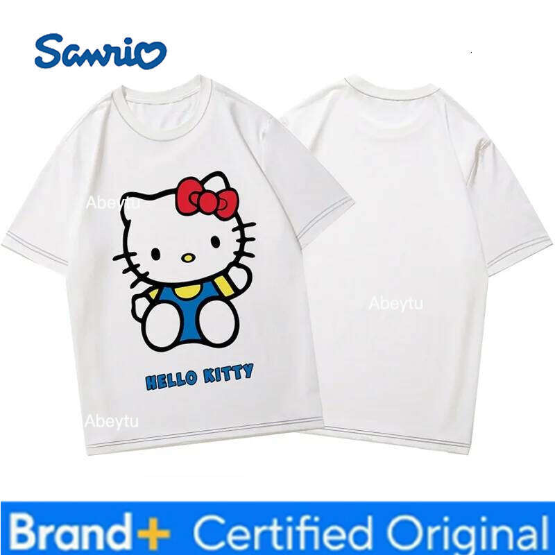 Sanrio Hello Kitty Children's Y2K Top Korean Anime Kawai Summer Loose Large Women's Fashion Printed T-shirt H260120