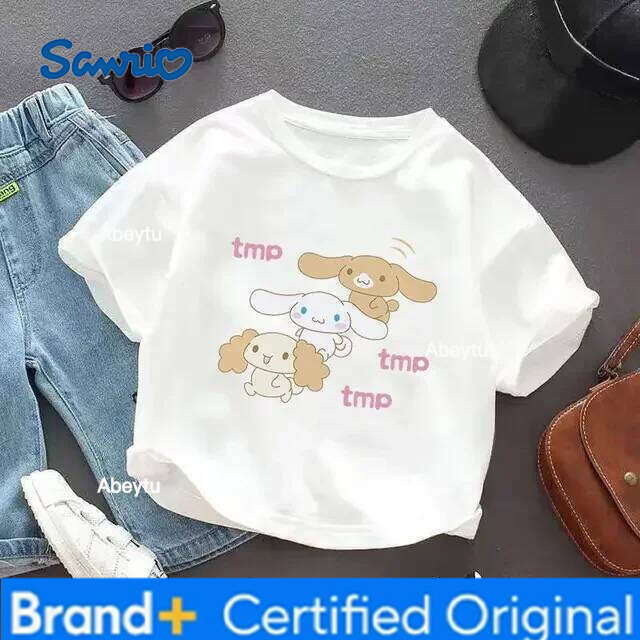 Sanrio Miniso 2025 Cinnamoroll Spring Summer Short Sleeve T Shirt Cartoon Girls Boys Fashion T-Shirt Tops Kids Casual Gifts H2601201