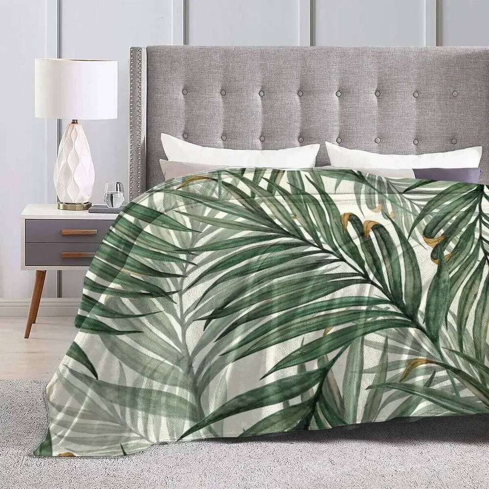 Flannel Throw Palm Leaves Blankets Soft Bedspread Warm Plush Blanket for Bed Living room Picnic Travel Home Couch W260120
