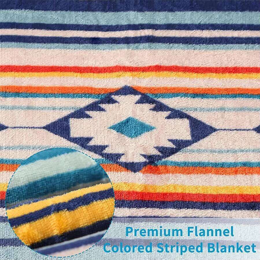 Nordic Bohemian Flannel Blanket - Double-Layer Lamb Wool Thickened Warm, Hypoallergenic for Sofa Bed Travel Home Office W260120