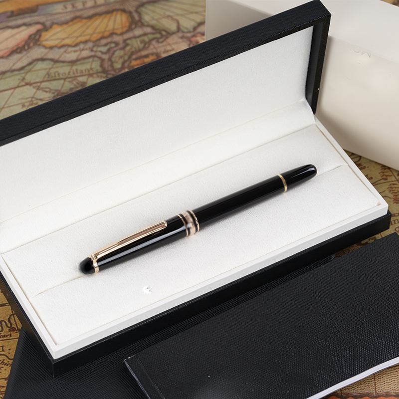 wholesale Elegant Black Resin six-pointed white star ballpoint pen Rollerball Writing Instrument for Business Use Includes Choice of Stylish Pen Pouches 163