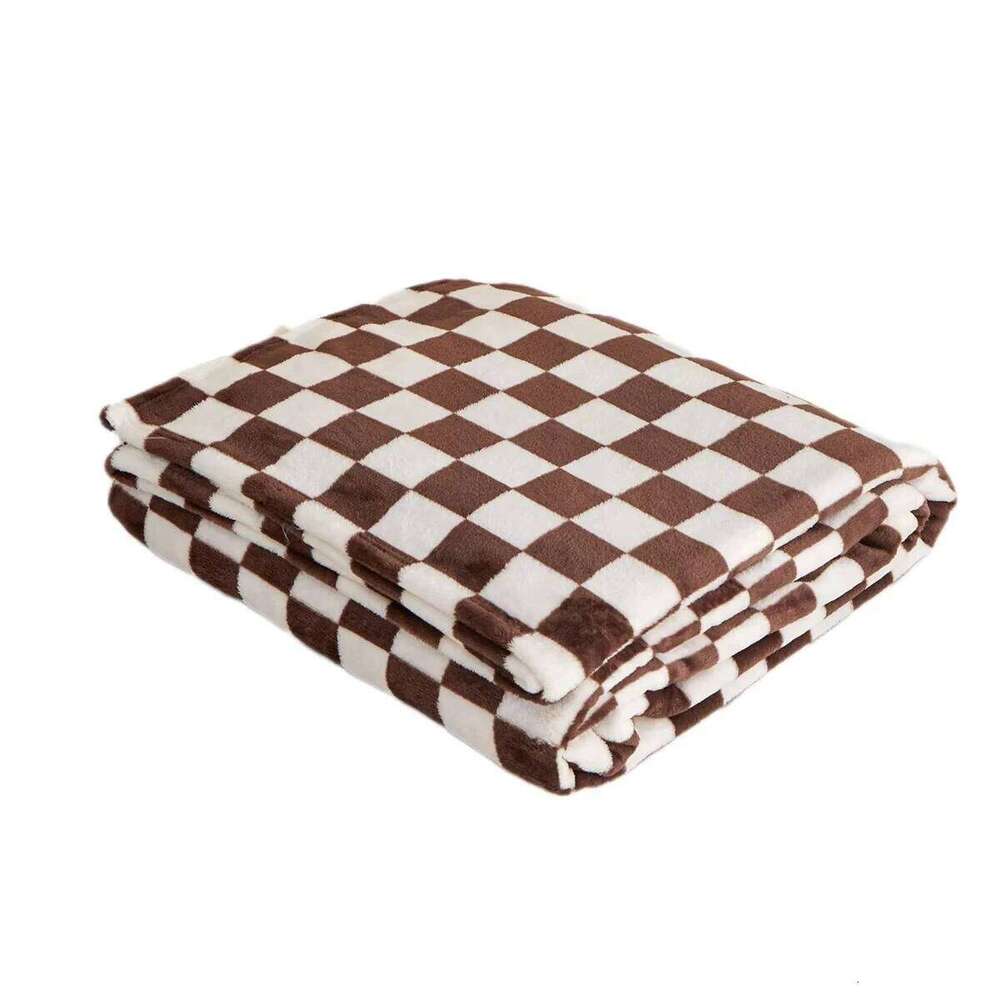 Retro Checkerboard Plaid Flannel Throw Blanket - Super Soft Warm for Office Sofa Bed Gift W260120