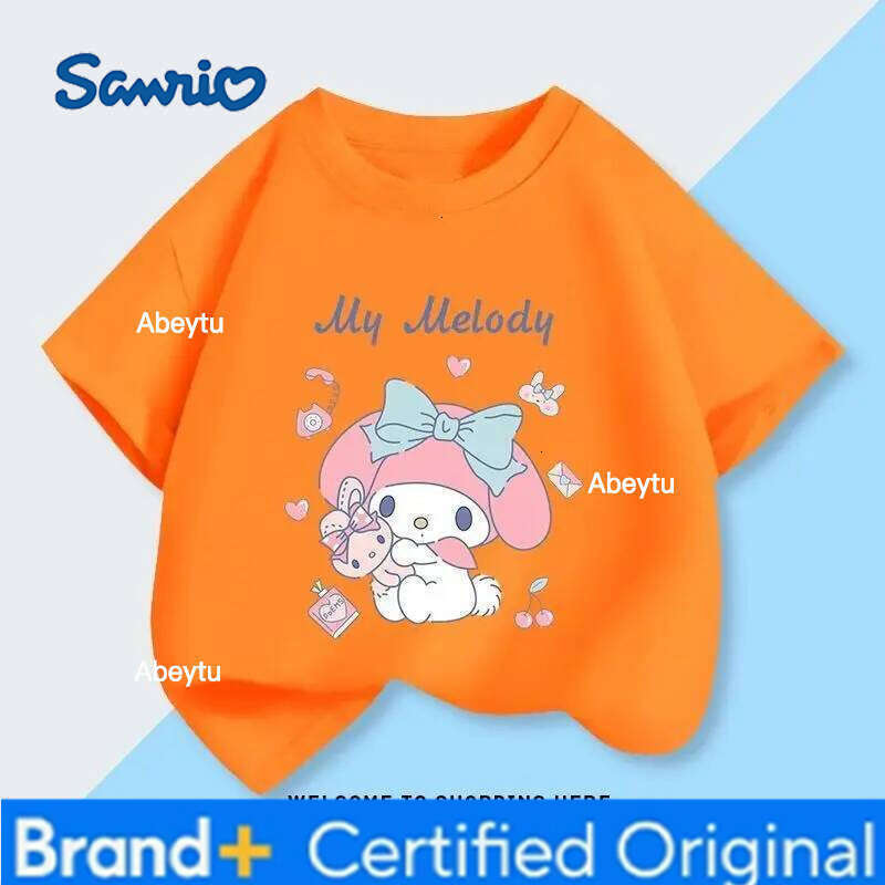 Sanrio HelloKitty My Melody Girl Short sleeve Boy t-shirt Pure cotton Cartoon Sweet and cute Jacket Children's clothing Kids H260120