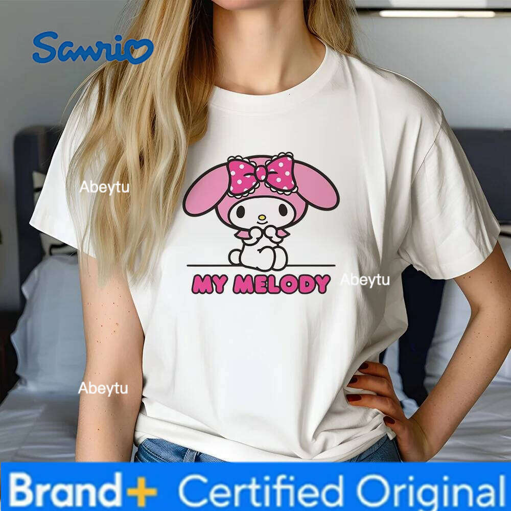 Sanrio Cute My Melody Graphic Print T-Shirt & Tee Top - Soft Breathable Quick Dry Round Neck Short Sleeve Unisex Casual Clothing H260120