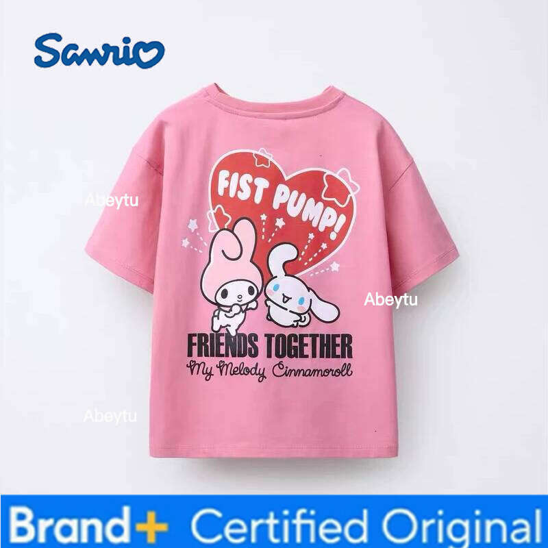 Sanrio Summer Clothing For Girls And Boys Cute Rabbit Cartoon Children's Round Neck Short Sleeved T-shirt H260120