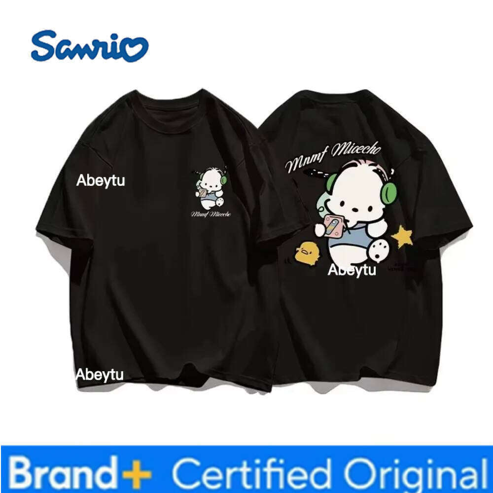 Sanrio MINISO Trendy Pochacco 2025 Summer New Men's Plus Size T-shirt Loose Casual Versatile Short Sleeved Top Cotton and Soft H260120
