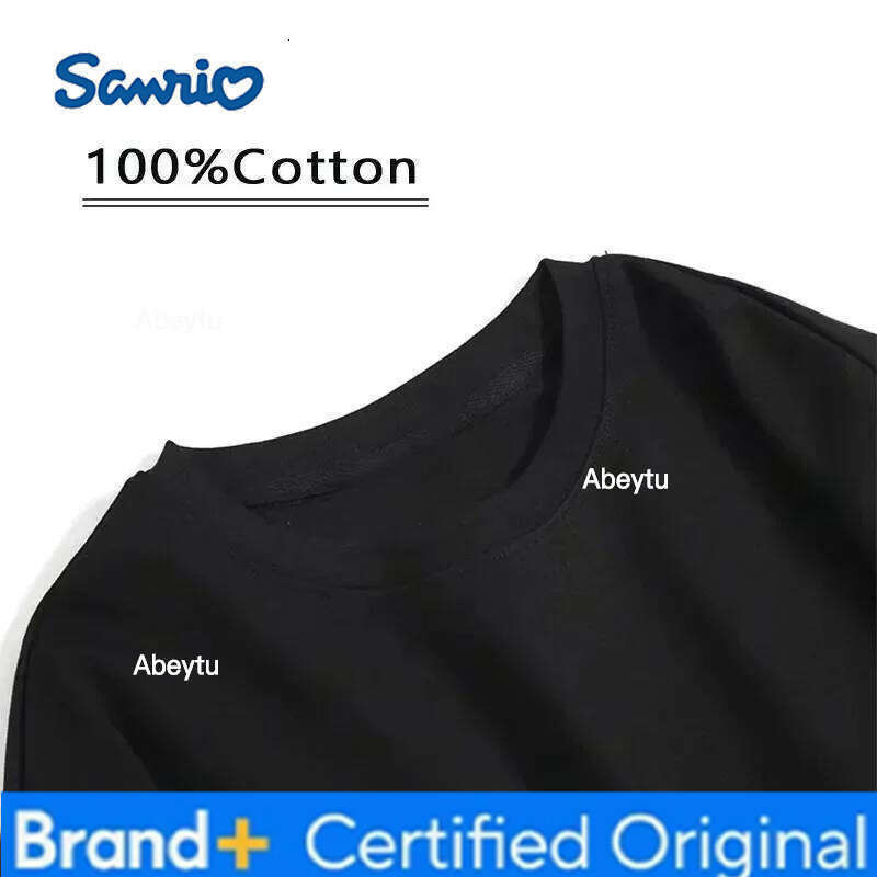 Sanrio American Hello Kitty Fun Print 2025 Cartoon Peripheral Top Trend Plus Size Loose Casual Short-sleeved T-shirt H260120