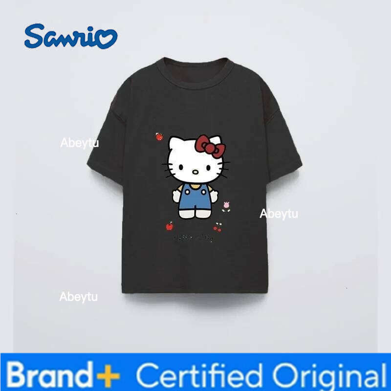 Sanrio Children Clothes Short Sleeve Tees Tops Print Hello Kitty Cute Girls T-shirt Loose Casual Crewneck Kids T Shirts Cartoon Fashion H2601201