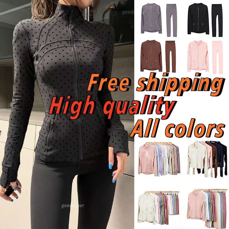 luluity lemonous Women Leggings Shorts luluity lemonous Men Women Sets Jackets Gym Define Polka Dot Jackets Elastic Waist Yoga Workout Fitness Activewear Sport ql1