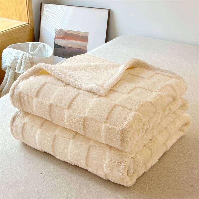 New winter thick Tafu home four season nap checkered lamb velvet blanket, flannel blanket W260120