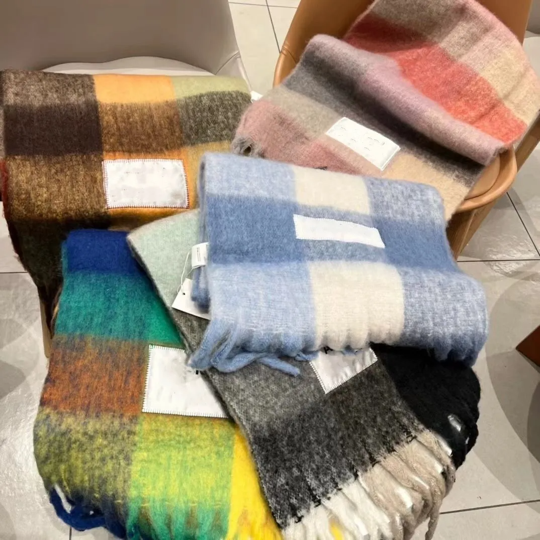 cashmere scarf warm scarf women and men scarf thickened shawl fashion casual fashion classic printed Big Shawls Nordic Style Simple Tassel Colorblocking