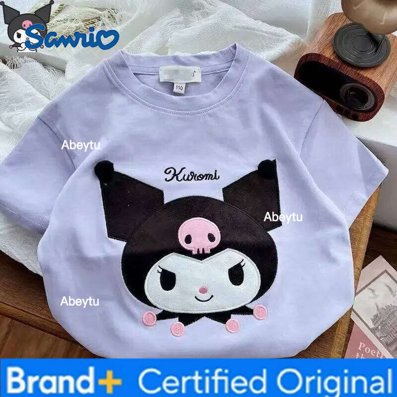 Sanrio Kuromi Anime T Shirt My Melody Cartoon Kawaii Girl Short Sleeved Summer New Skin Friendly Breathable Fashionable H260120