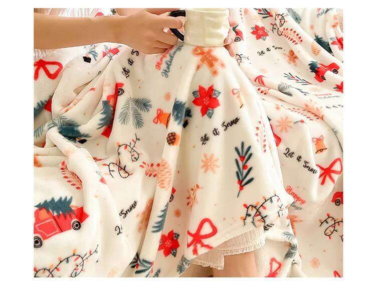 Wholesale Price Extra Thick Flannel Soft Coral Fleece Aircon Blanket Christmas Gift Xmas Season W260120
