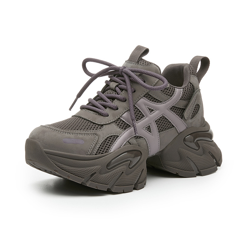 In stock dad shoes for women, new style for autumn and winter 2025, height increasing thick-soled casual and versatile trendy sneakers, muffin shoes f