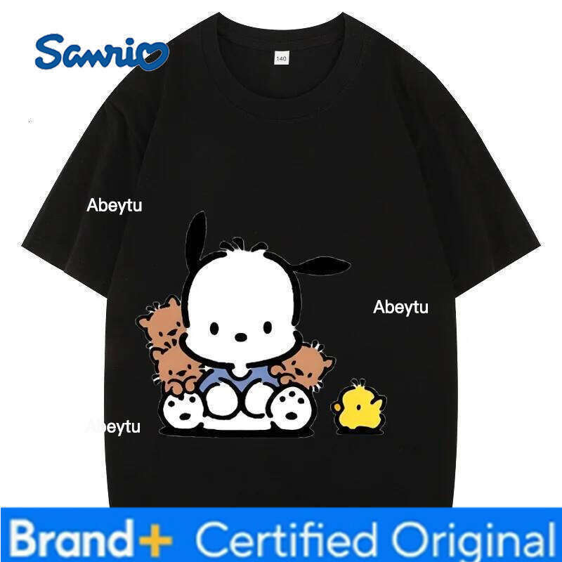 Sanrio Children's T-shirt Printed Pochacco Tops for Boys Loose Tees Cute Simple Style Cartoon Girl Clothing H260120
